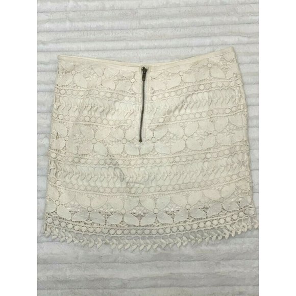 Fossil Cream Mini Skirt Floral Crochet Lace Overlay Zipper Size Medium M - Picture 2 of 3